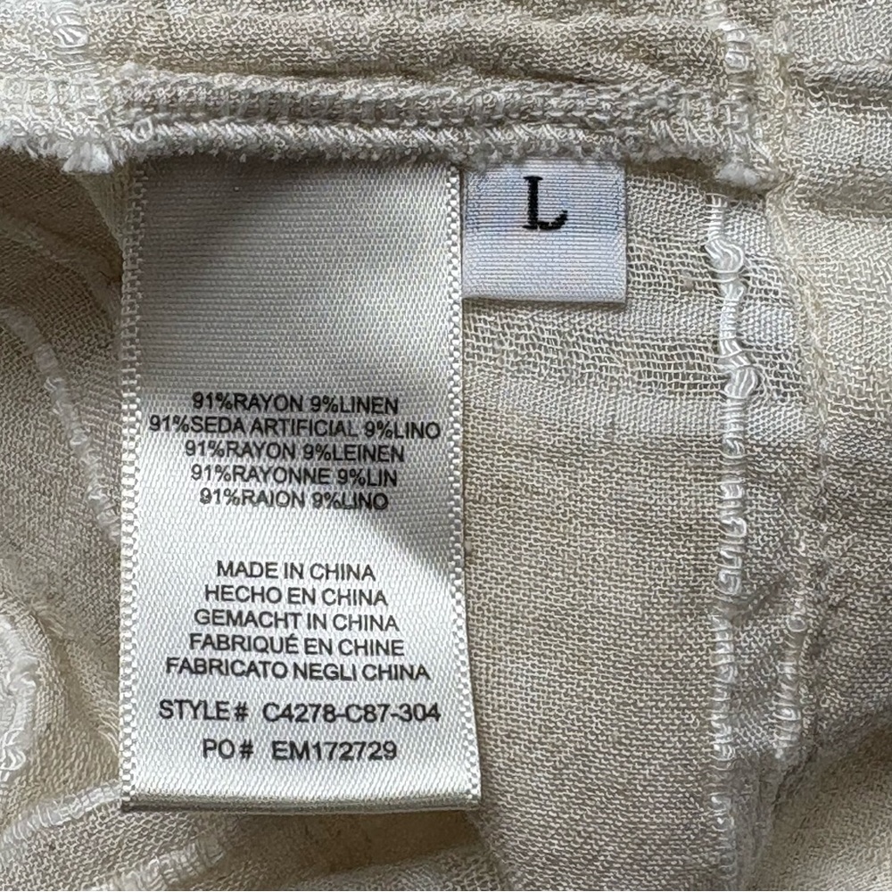 NWT Cloth & Stone Anthropologie Rayon-Linen Oatmeal Plaid Frayed Tank Top Size L - Picture 10 of 12